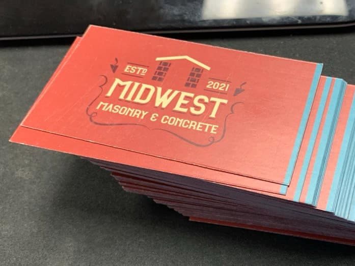 Midwest Masonry, business cards with painted edges