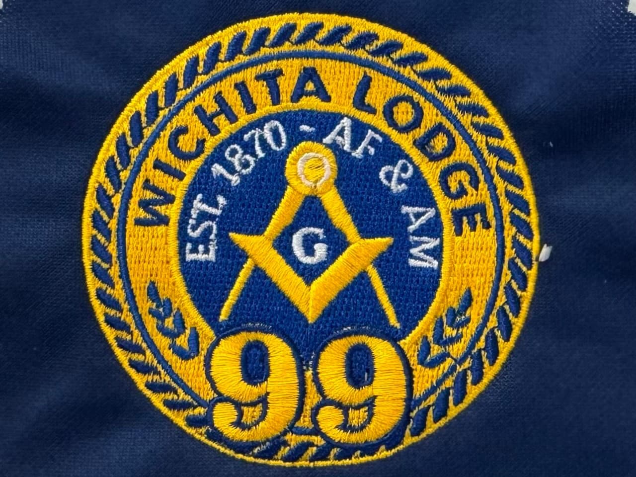 Wichita Lodge 99, dense-fill embroidery detail